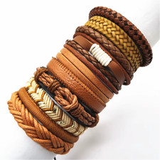 10 Pcs/Set Black Wrap Woven Fashionable Handmade Bracelets
