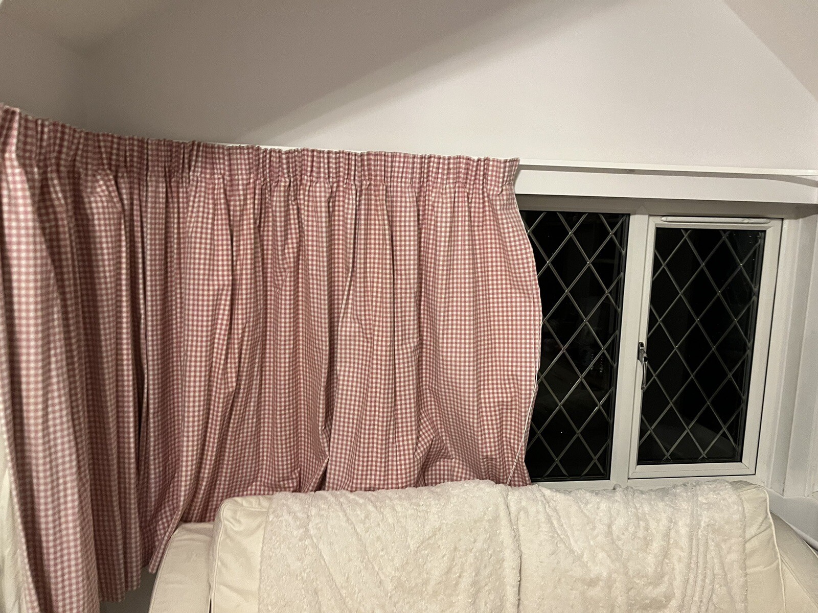 2 Pairs Pink Gingham Blackout Curtains (pair 1 for 300cm Rail, pair 2