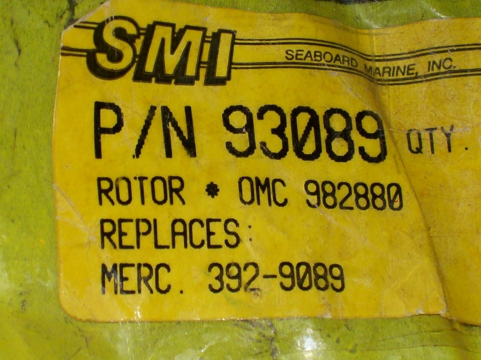 SMI 93089 ROTOR REPLACES OMC # 982880 REPLACES MERC 3929089 | eBay