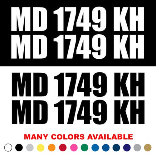 Custom Boat Registration Numbers Jet Ski Letters Decals Set of 2 4" x