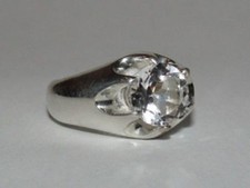 Men's Sterling Silver Rock Crystal Pinky Ring Alberto Juan
