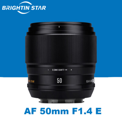 Brightin Star 50mm F1.4 APS-C Auto Focus Portrait Lens for Sony E-mount Cameras