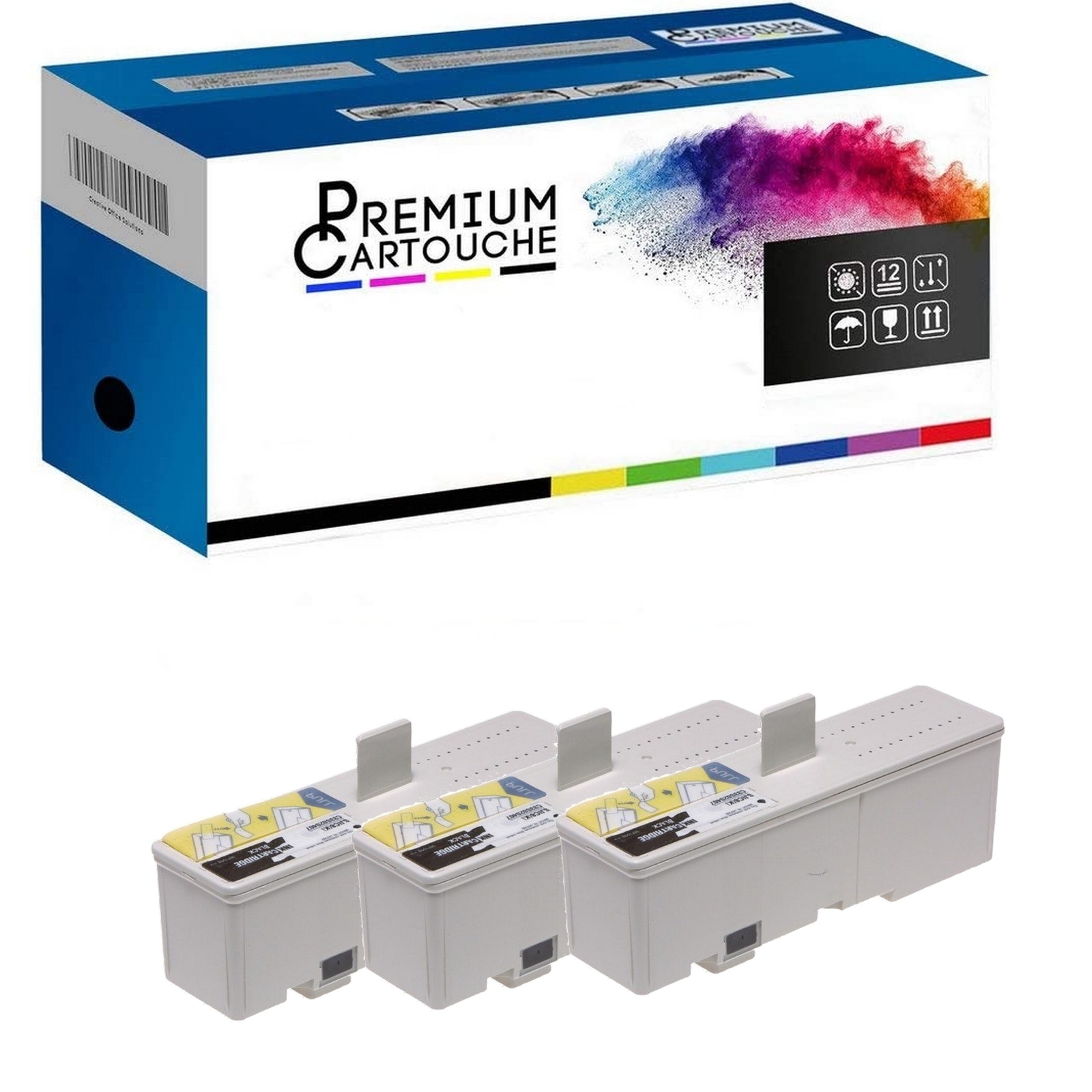 Lot de 3 Cartouches Noir SJIC8P pour Epson TM-J 7000 et TM-J 7500 Haute Précision
