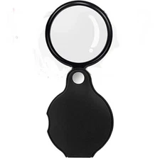 Small Pocket 4x Magnifier Magnifying Glass 2” Lens Rotate Folded in PVC Sheath