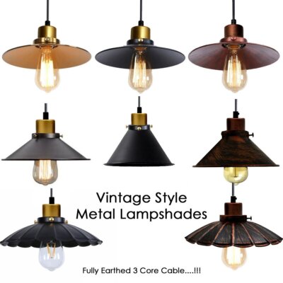 Vintage Stil Retro Industrial Decken Pendelleuchte Lampenschirm Metall Küche Bar
