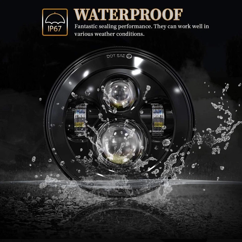 For Kawasaki VN Vulcan Classic Nomad Drifter 1500 7" LED Headlight Passing light - Image 2 of 4