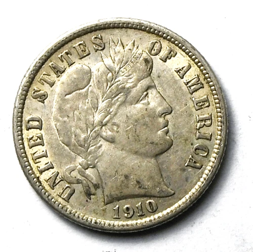 1910 10c Barber Silver Ten Cents Dime US Philadelphia