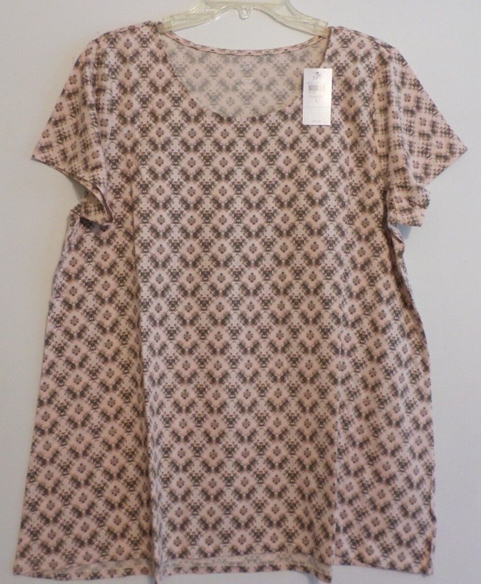 NWT! PURE JILL(J JILL) SS SCOOP NECK PIMA ELLIPTICAL TEE2XPALE PINK