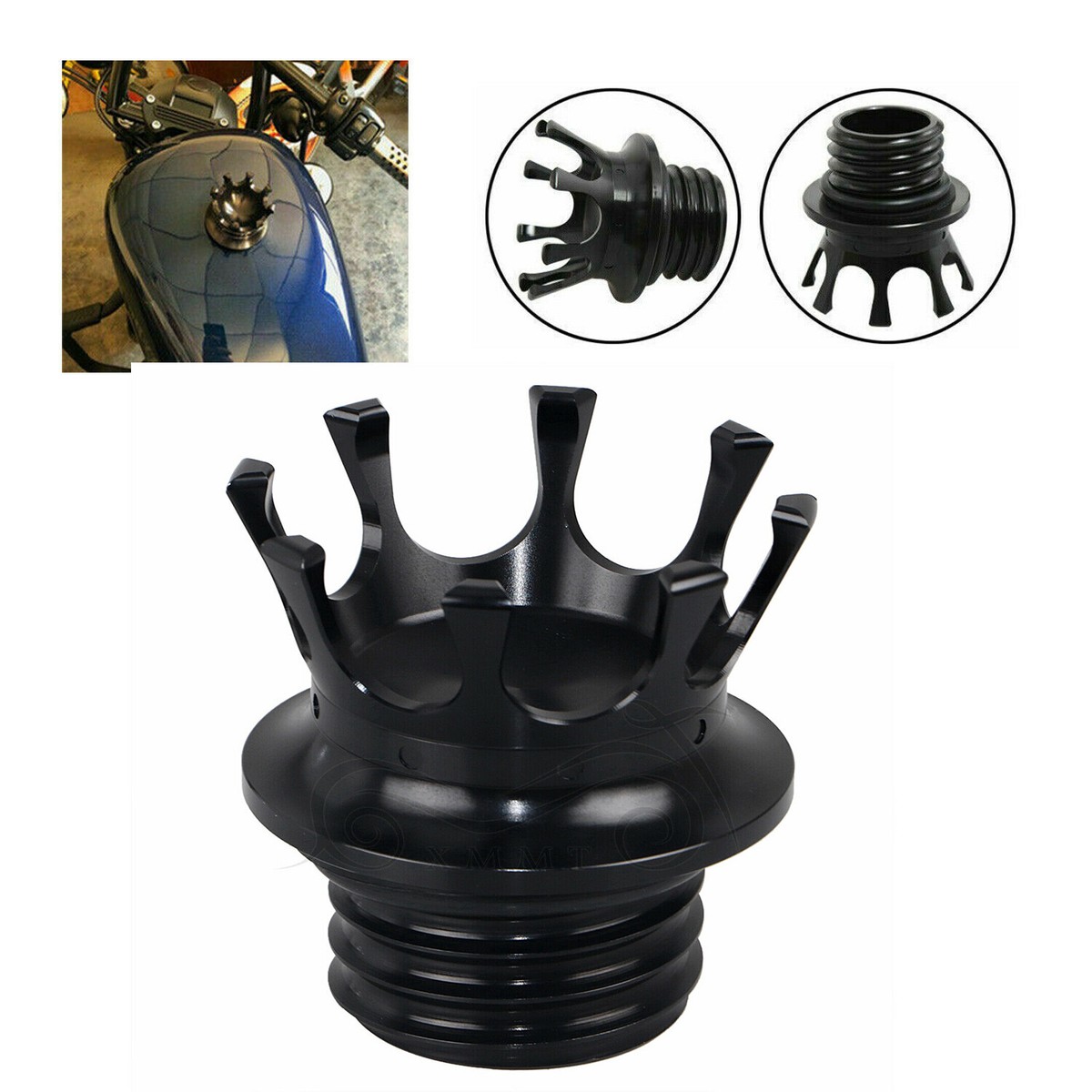 Motorcycle Black Crown Fuel Tank Cap For Harley Dyna Road King