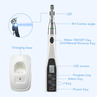 Dental LED Wireless Endo Motor 16:1 Mini Contra Angle Root Canal