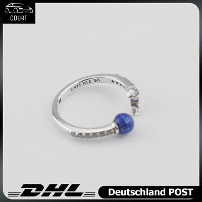 Universum Liebe Silber Ring Planet Mond Pavé Zirkonia Geschenk