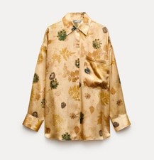 CAMICIA ZARA DONNA COLLETTO ZW COLLEZIONE 100% SETA STAMPATA TAGLIA XS-S 8265/035 NUOVA