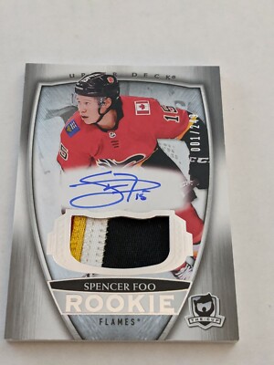 2018-19 UD The Cup #92 Spencer Foo 4 Colors Patch Auto RC #1/249 (ref 38666)