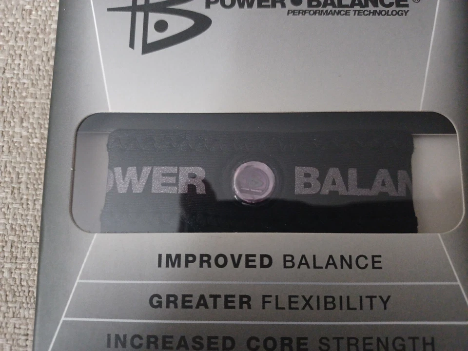 Rare Material POWER BALANCE bracelet Size Small Black With Gray Print - Image 2 of 2