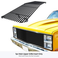 For 1981-87 Chevy Ck Pickupsuburbanblazer Upper Stainless Black Billet Grille