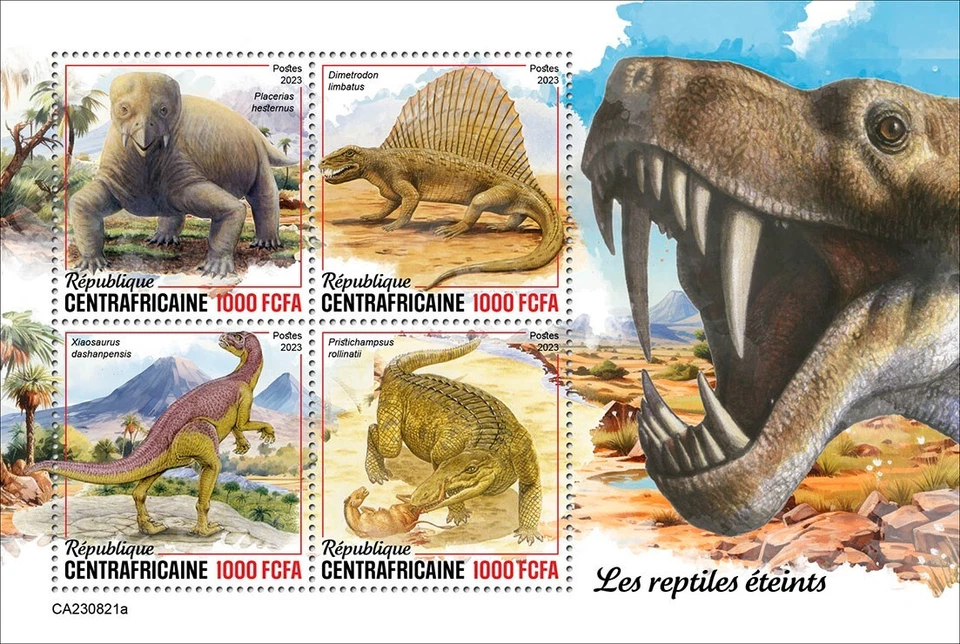Extinct Reptiles MNH Stamps 2023 Central African M/S - Image 1 of 1