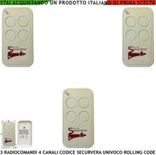 RADIOCOMANDI 3 TELECOMANDI FREQ 433,92 MHz CODICE ROLLING CODE 66 BIT 4 CANALI