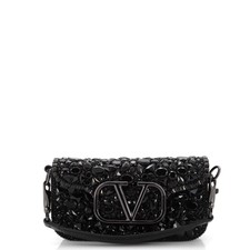 Valentino Garavani Vlogo Loco Flap Shoulder Bag Embellished Leather Small