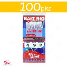 100pks Size 4 Premium Sabiki Rig 6 Gold hooks Piscatore Fish WOW! Mylar Skin #4