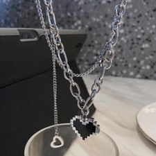 Double Link Heart Chain Pendant Necklace For Women And Girl Jewelry Gift
