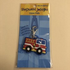 Stephen Joseph Firetruck Zipper Pull Red New Fire Truck Key Chain Fob