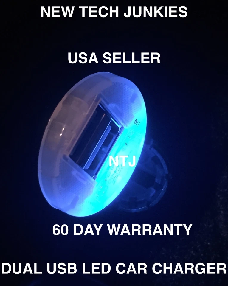 LED LIGHT 2 AMP 2A DUAL USB CAR A/C adapter power charger for iPhone X 8 7 6 5 4 - Image 3 of 3