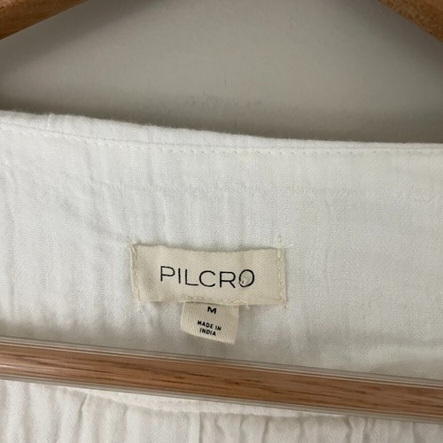 Anthropologie Pilcro White Long Sleeve Ruffle Blouse Womens Size Medium - Picture 3 of 6