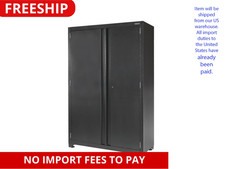 48-Inch Heavy-Duty Black Metal Garage Storage Cabinet with 3 Adjustable Shelves