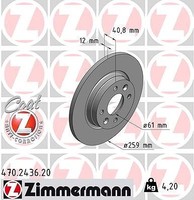 2X Zimmermann Bremsscheibe Vorderachse U.A. FüR Dacia, Renault, Smart