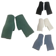 Winter Long Half Finger Fingerless Gloves Arm Hand Warmer Knitted Mittens Gift