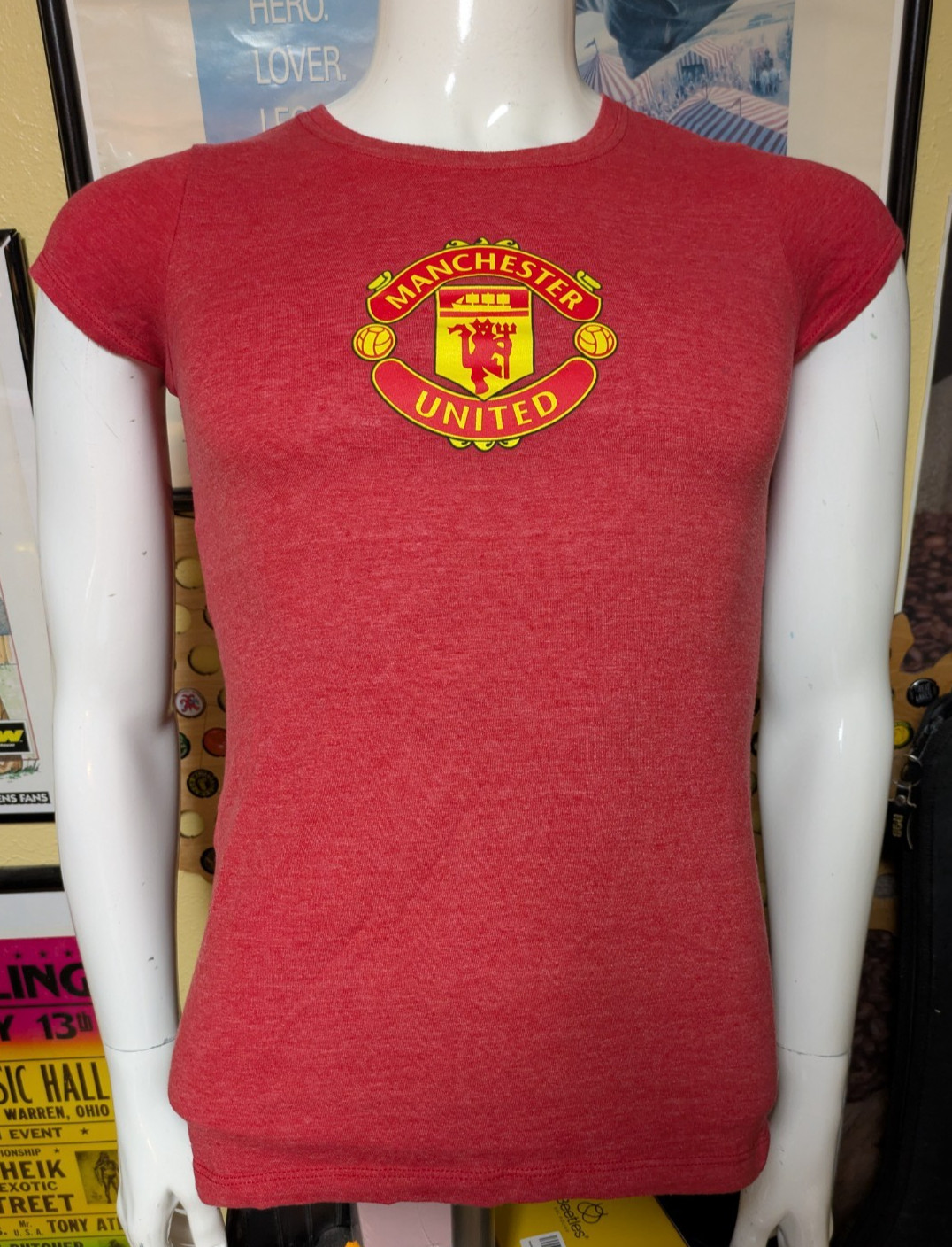 Womens Manchester United Premier League UK Soccer T Shirt Adidas Small Nice FC