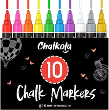 Chalkola Liquid Chalk Markers Erasable 10 Pack w/Gold Silver - Washable Pain