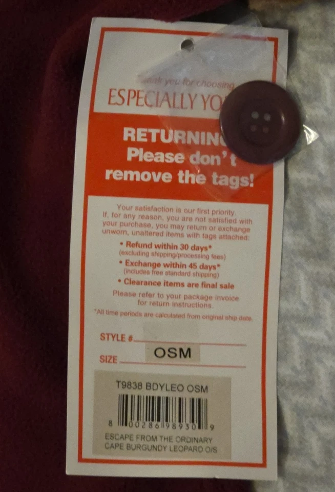 Capa roja con ribete de piel de leopardo sintética frente abierto para mujer talla única capa de hombro Foto 3 de 4