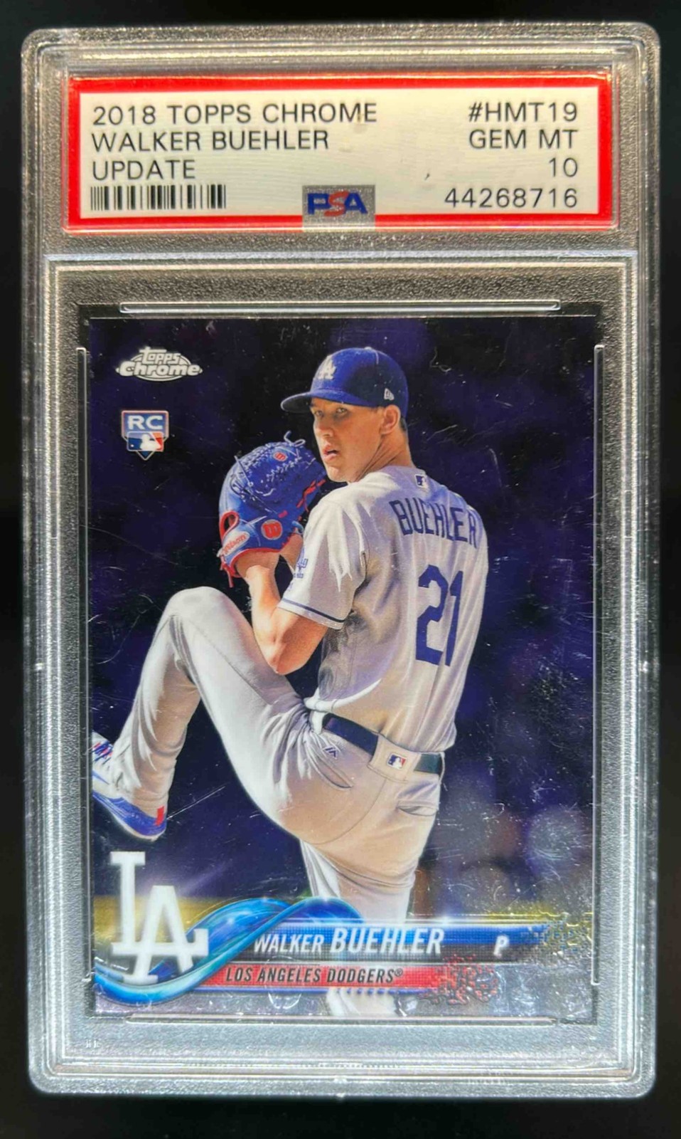 2018 Topps Chrome Update Walker Buehler RC Rookie #HMT19 Dodgers PSA 10