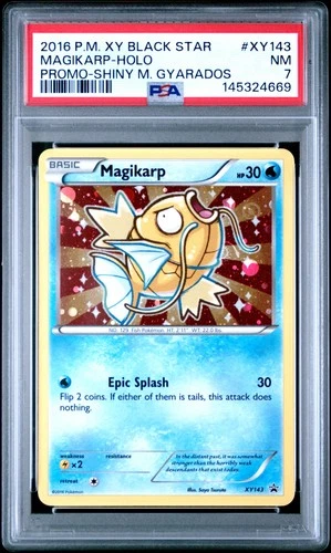 2016 POKEMON XY BLACK STAR PROMO SHINY MEGA GYARADOS #XY143 MAGIKARP-HOLO PSA 7