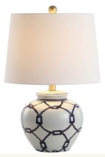 SAFAVIEH Lighting Collection Anders White/ Blue 21-inch Bedroom Living Room Home