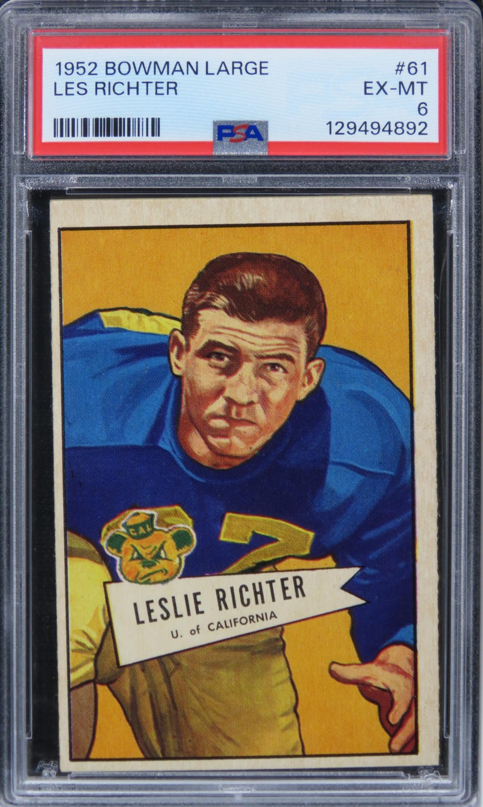 1952 Bowman Large Les Richter HOF ROOKIE RC #61 PSA 6 EX-MT