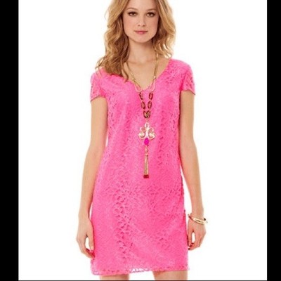 Lilly Pulitzer Sun-kissed Pink Erica Jungle Lace Shift Dress Size M