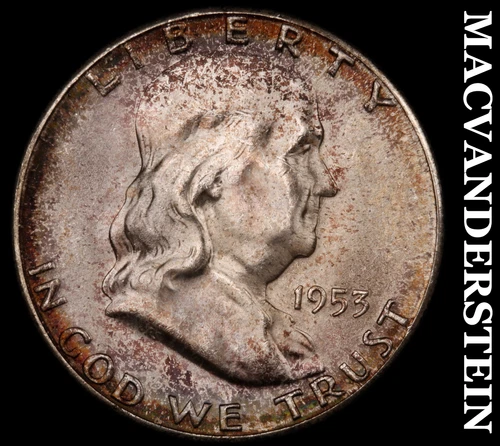 1953-S Franklin Half Dollar- Choice Gem Brilliant Uncirculated++++ Color #i9031