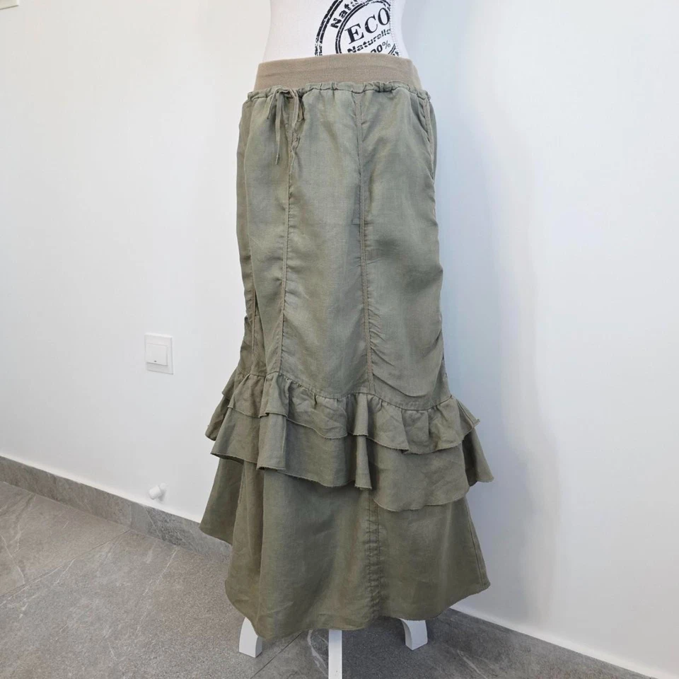 Vintage 00s y2k 2000 fairy grunge khaki midi asymmetric cargo skirt pinterest M - Image 4 of 4