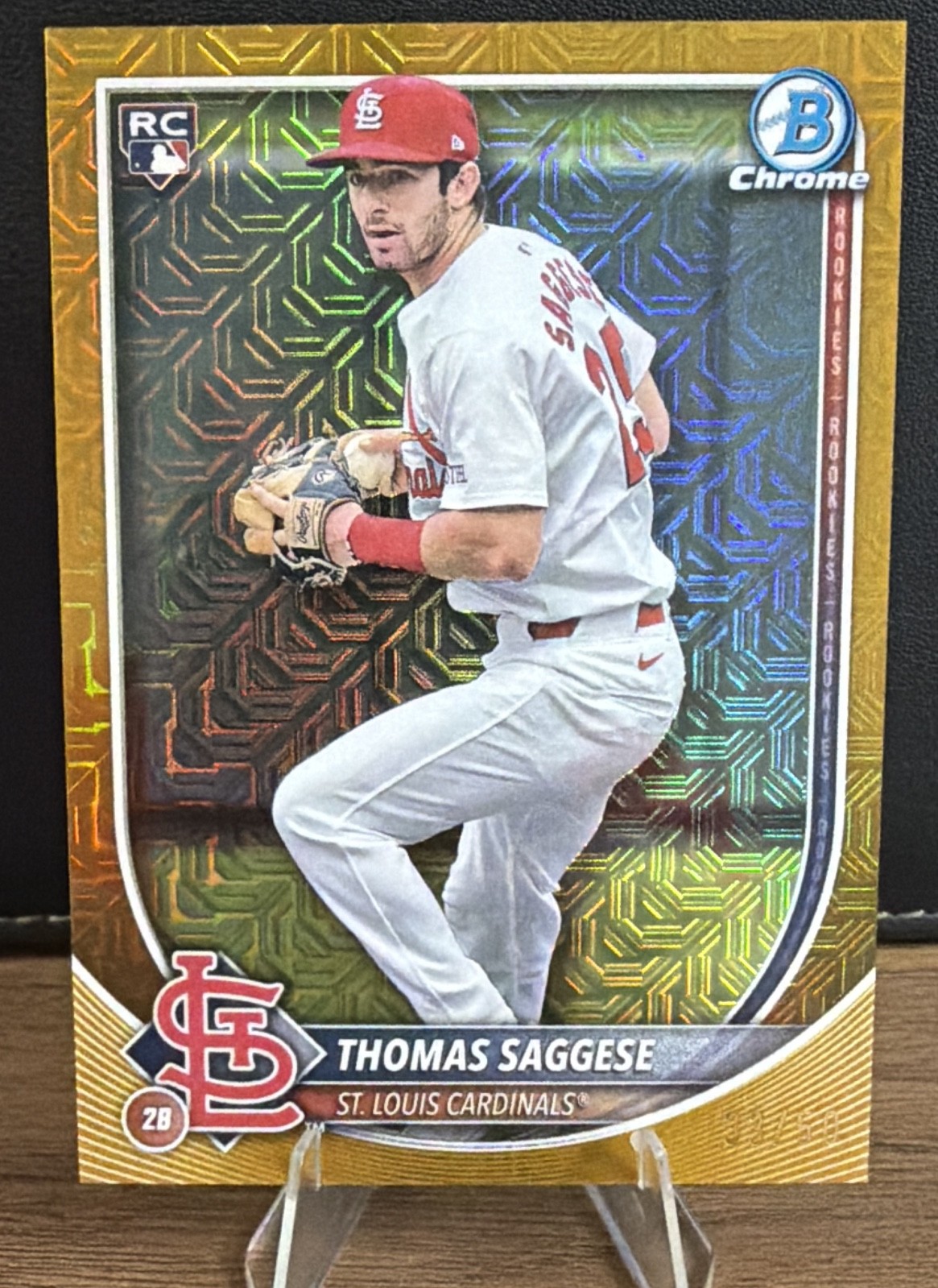 2025 Bowman - Thomas Saggese #57 Chrome Gold Mojo Refractor /50 (RC)