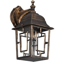Antique Brass and Clear Glass Vintage Outdoor Down Lantern Wall Light 30cm