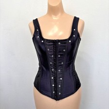 Unbranded Black Satin Fairy Grunge Rhinestone Corset 32 Whimsigoth Renfaire