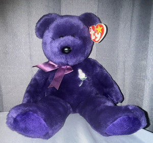 Vintage Ty Beanie Buddy Princess Diana Bear 1998 - PE Pellets - 14" Purple