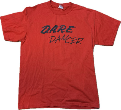 VTG DARE Dancer Tshirt Y2K Adult M Red D.A.R.E.  Drug Abuse Resistance ED. RARE