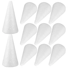  12pcs Handmade White Solid Cone Children DIY Craft Cone Accessories Home Cone