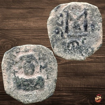 RARE  Arab Byzantine Follis   Umayyad fals coin -- Constans II type #T696