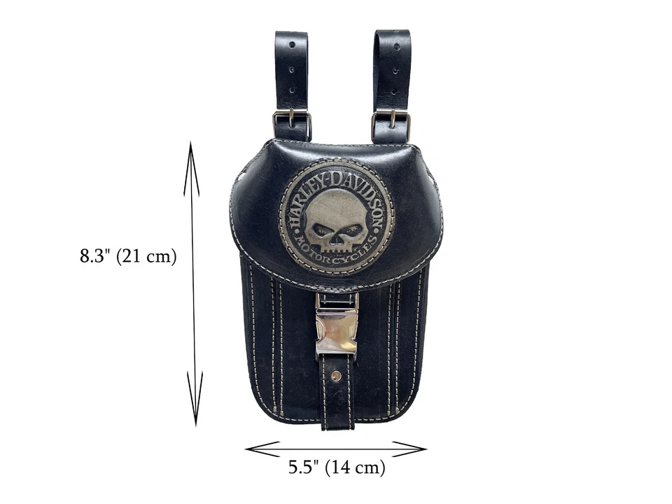 Biker bag Motorcycle Black leather bag Leg Handmade hip bag Skull - Image 4 of 4