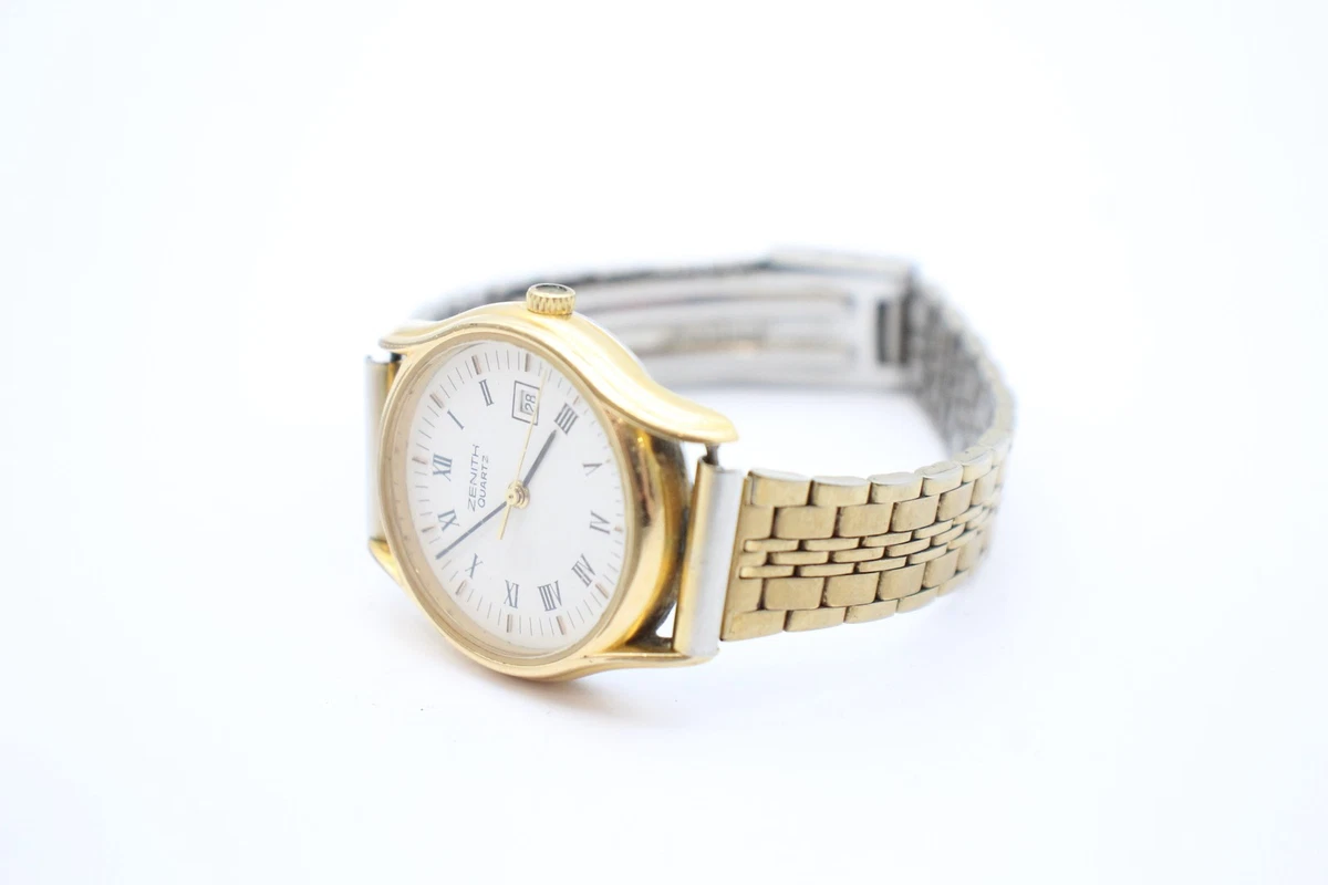 Zenith Gold Tone Dress Watch Quartz Ref 27.1380.106 Working