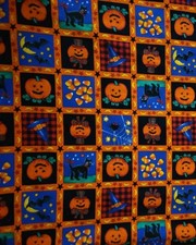 42x48" Halloween holiday fabric material pumpkins moon cat bat candycorn country